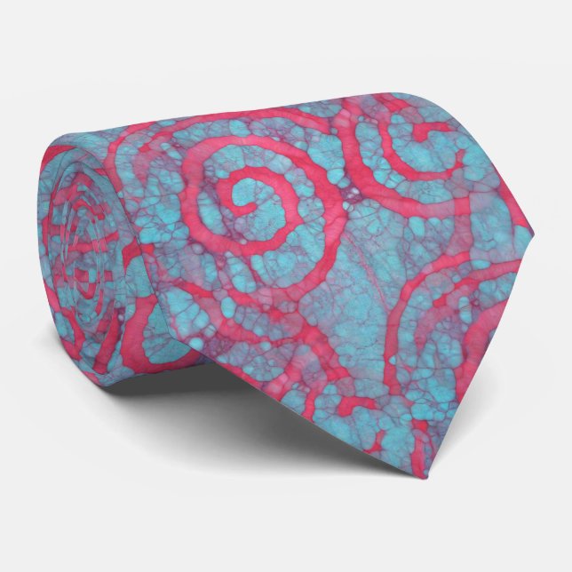 Corbata Patrón de espirales de Batik Funky Brillante Rosa  (Enrollado)
