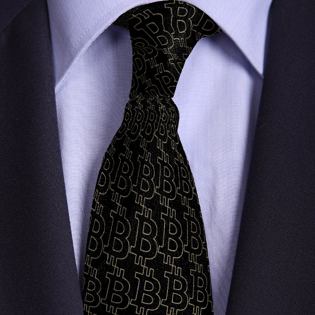 Corbata Patrón de esquema de símbolo de bitcoin negro (Subido por el creador)