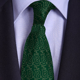 Corbata Patrón de esquema de símbolo de bitcoin verde