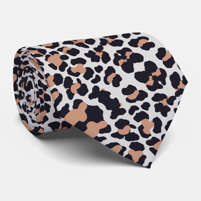 Corbata Patrón de estampado de leopardo de nieve gris (Enrollado)