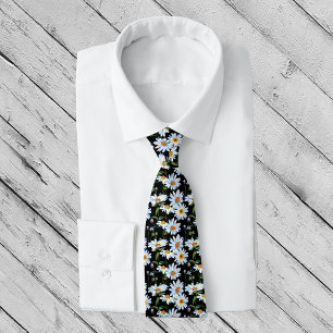 Corbata Patrón de estampado de margarita blanca