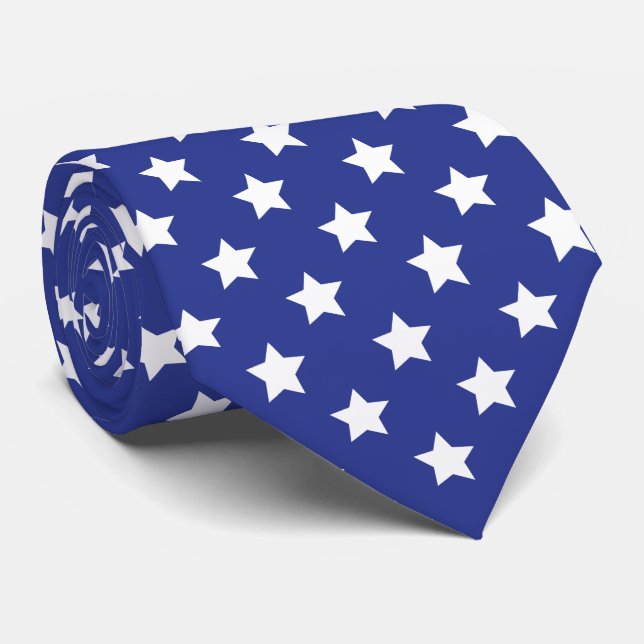 Corbata patrón de estrella blanca y azul (Enrollado)