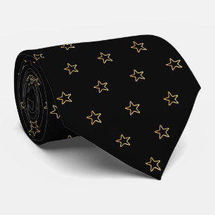 Corbata Patrón de Estrella Brillante sobre Negro