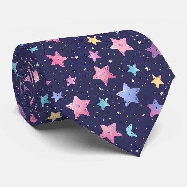 Corbata Patrón de estrella de baldosas divertidas (Enrollado)