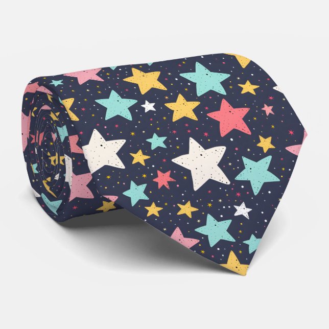 Corbata Patrón de estrella de baldosas divertidas (Enrollado)