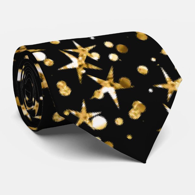 Corbata patrón de estrella elegante negro (Enrollado)