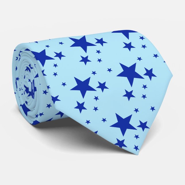 Corbata Patrón de Estrellas Azules (Enrollado)