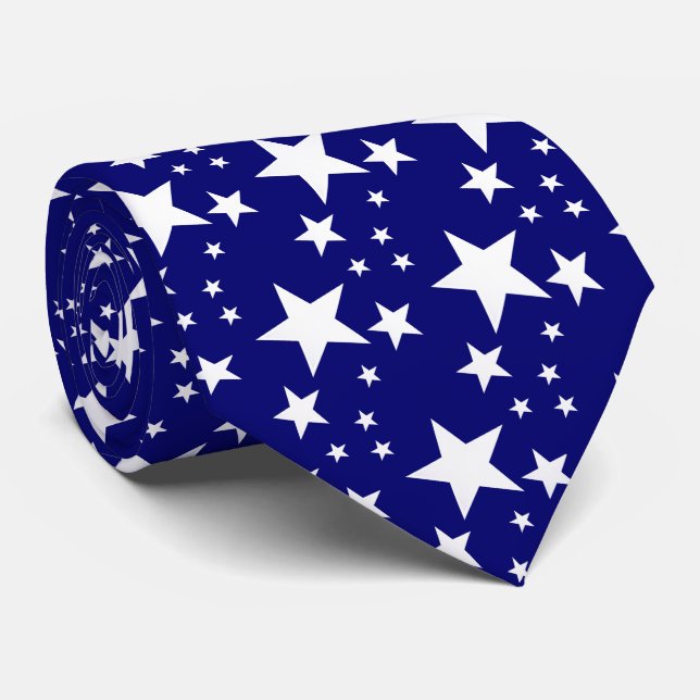 Corbata Patrón de Estrellas Blancas (Enrollado)