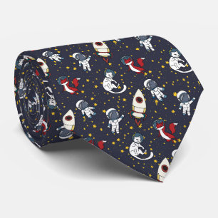 Corbata patrón de estrellas de gato zorro hombre espacial
