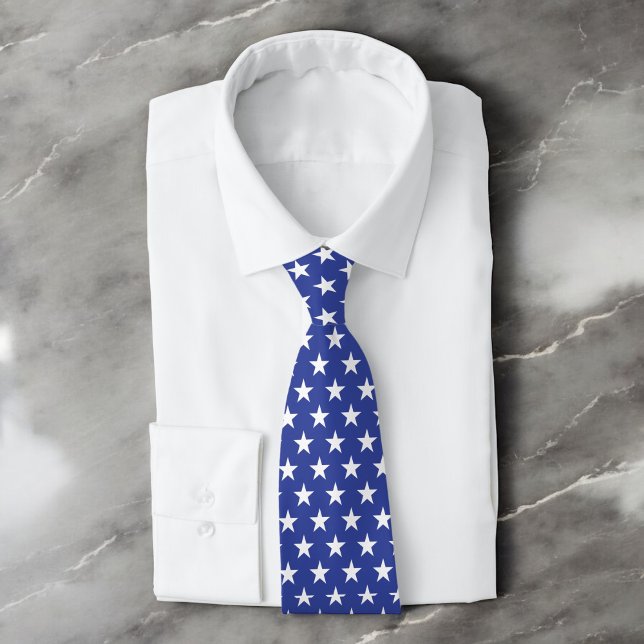 Corbata Patrón de estrellas patrióticas azules y blancas (Subido por el creador)