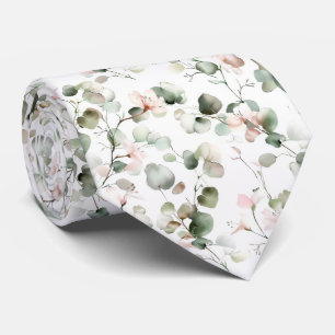 Corbata Patrón de eucalipto acuarela