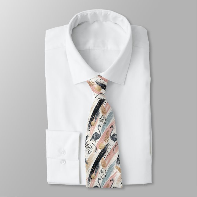 Corbata Patrón de flamenco y pincel estilizado (Atado)