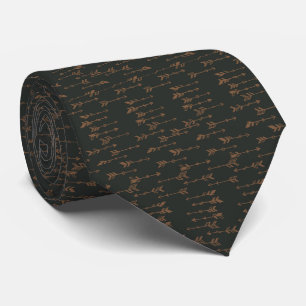 Corbata Patrón de flecha boho minimalista marrón y negro