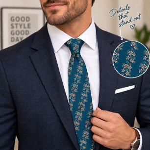 Corbata Patrón de Flor Azul Floral