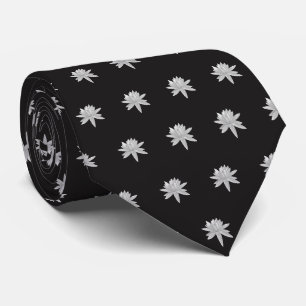 Corbata Patrón de flor blanco y negro