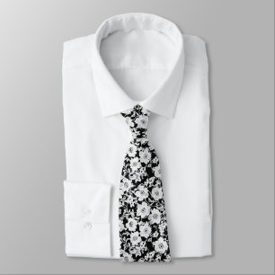Corbata Patrón de flor de encaje blanco