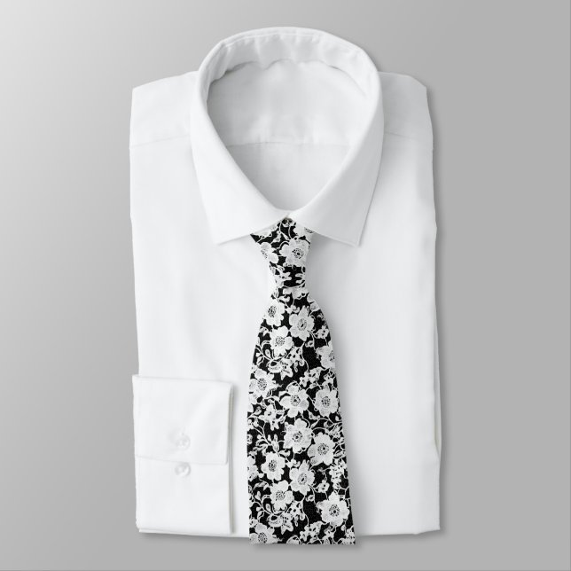 Corbata Patrón de flor de encaje blanco (Atado)