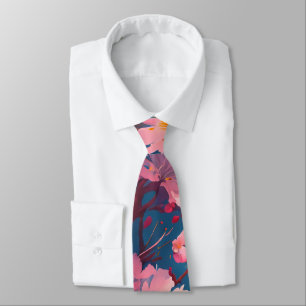 Corbata Patrón de flor de flores de cerezo rosa de color d