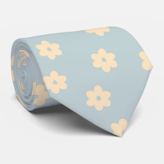 Corbata Patrón de flor de pasto azul y amarillo pastel