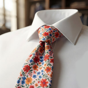 Corbata Patrón de Flor de Prado Brillante