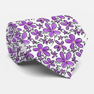 Corbata Patrón de flor púrpura