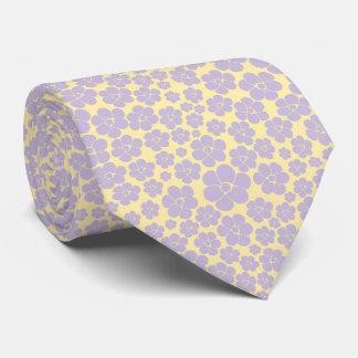 Corbata Patrón de flores - amarillo y púrpura pastel
