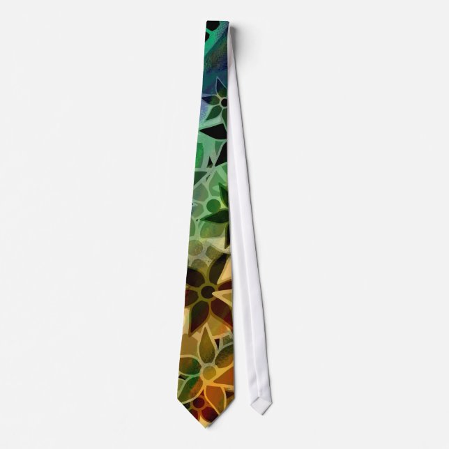 Corbata Patrón de flores de arte abstracto (Anverso)