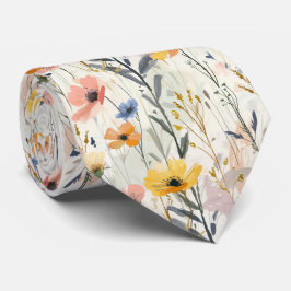Corbata Patrón de flores de Gouache Meadow