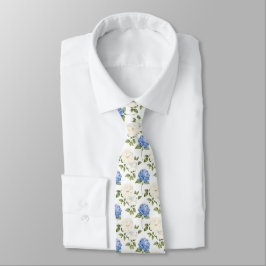 Corbata Patrón de flores de hidrangea azul elegante