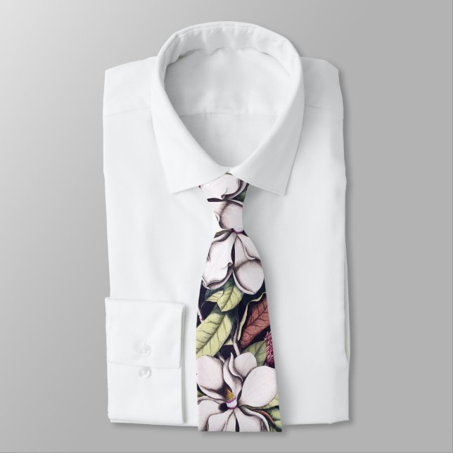 Corbata Patrón de flores de magnolia (Atado)