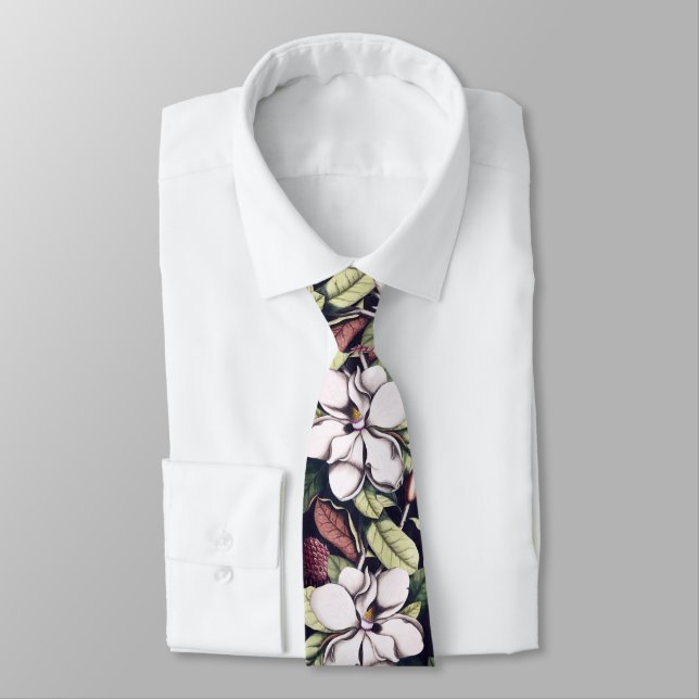 Corbata Patrón de flores de magnolia (Atado)
