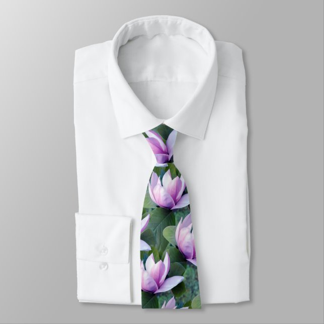 Corbata Patrón de flores de magnolia (Atado)