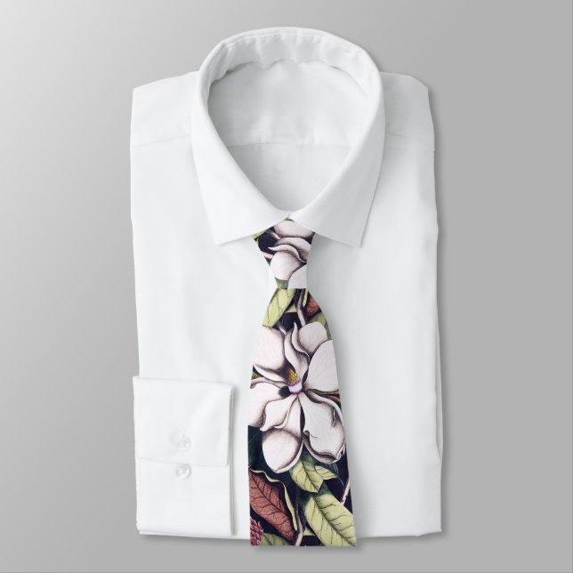 Corbata Patrón de flores de magnolia (Atado)