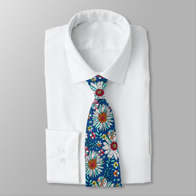 Corbata Patrón de flores de margarita roja del Naranja ama (Atado)