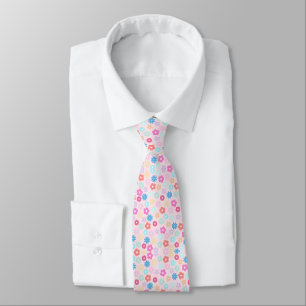 Corbata Patrón de flores de margarita rosa boho