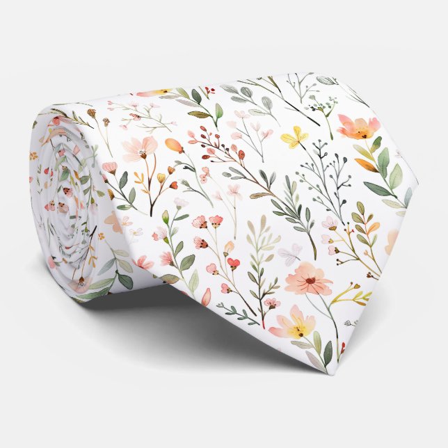 Corbata Patrón de flores de prado (Enrollado)