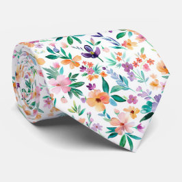 Corbata Patrón de flores de prado en acuarela