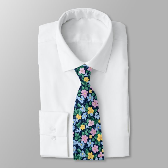 Corbata Patrón de flores de primavera (Atado)