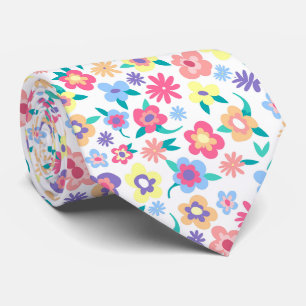 Corbata Patrón de flores de primavera coloridas lindas