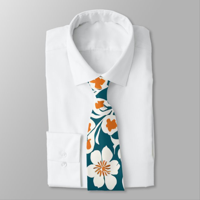 Corbata Patrón de flores decorativas texturadas (Atado)