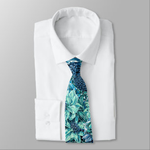 Corbata Patrón de flores del jardín Verde azulado blanco a