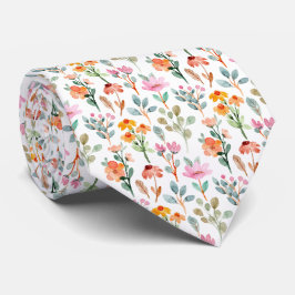 Corbata Patrón de flores en acuarela
