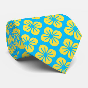 Corbata Patrón de flores en amarillo y turquesa