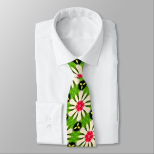 Corbata Patrón de flores rosadas y blancas