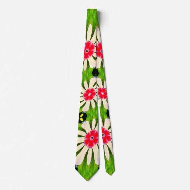 Corbata Patrón de flores rosadas y blancas (Anverso)