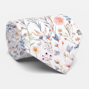 Corbata Patrón de flores silvestres acuarela