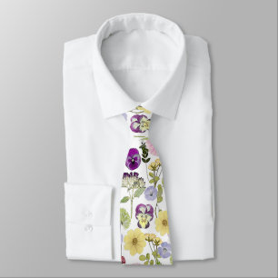 Corbata Patrón de flores silvestres bastante floral