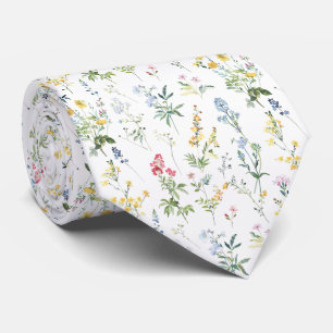 Corbata Patrón de flores silvestres botánicas