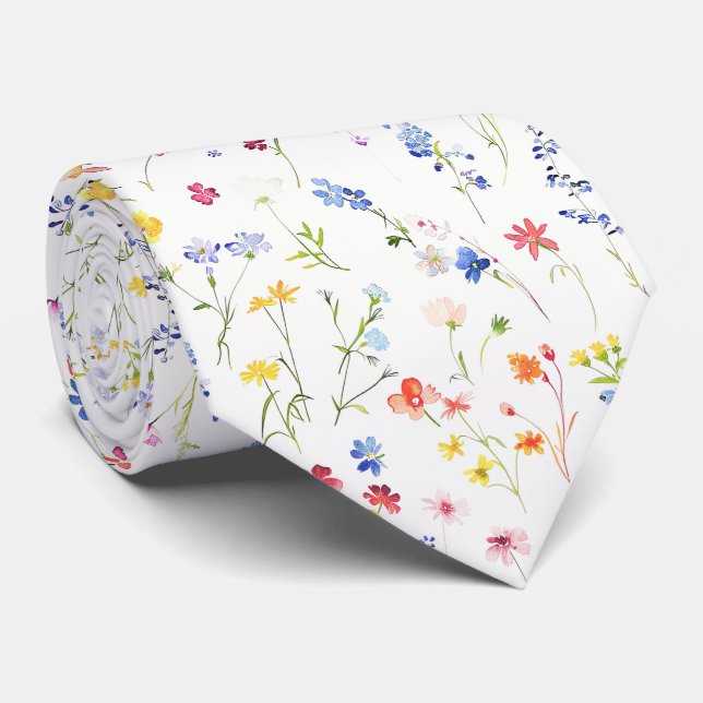 Corbata Patrón de flores silvestres brillantes (Enrollado)