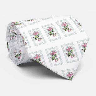 Corbata Patrón De Flores Y Cruce